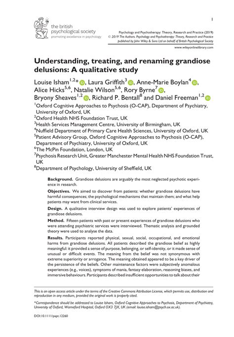 Understanding, treating, and renaming grandiose delusions: A.